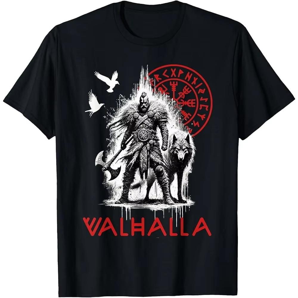 Wikinger Krieger Wolf Rabe Walhalla Rune Kompass T-Shirt