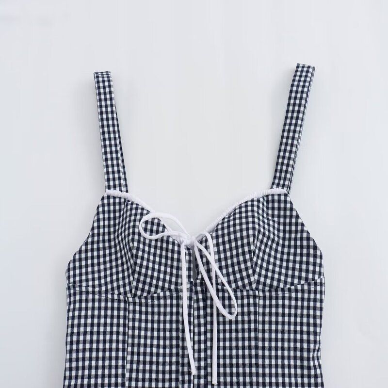 Fashion Style 2024 Summer New Arrival Women's Clothing Suspender Plaid Corset Tops 4661018 401