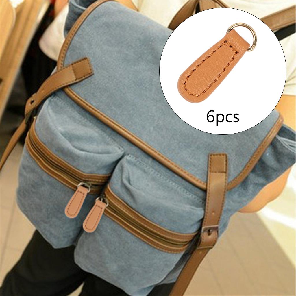 

6x Zipper Fixer Zipper Tags Leather DIY Craft for Boot Bag Backpack коричневий