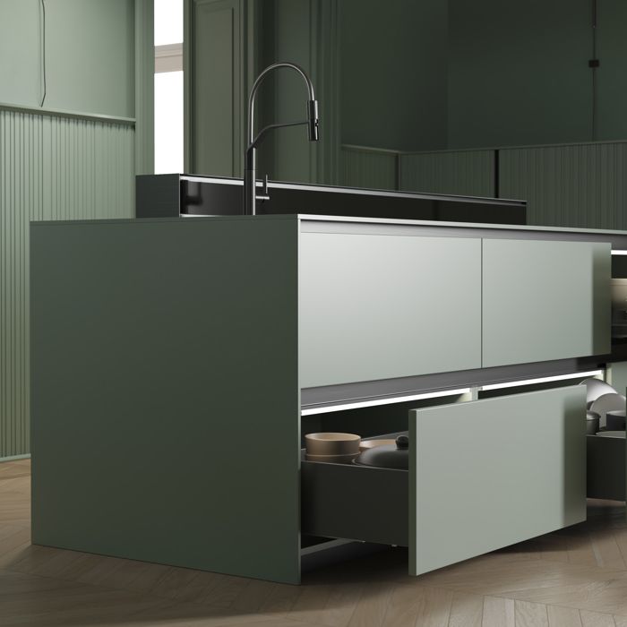 Emuca Vertex External Drawer with 3D Adjustments Height 178mm, 40kg, Depth 500mm, Steel, Anthracite Grey