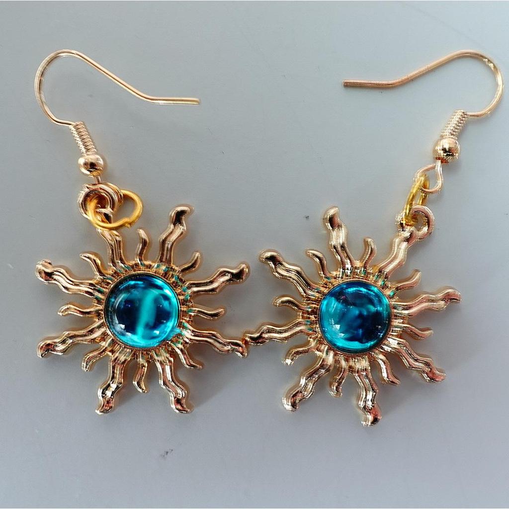 Gem Gothic Gold Sunflower Earrings: Y2K Fashion Dangle Earrings & Sun Necklace for Women, Sweet & Spicy Light Luxury Trend.