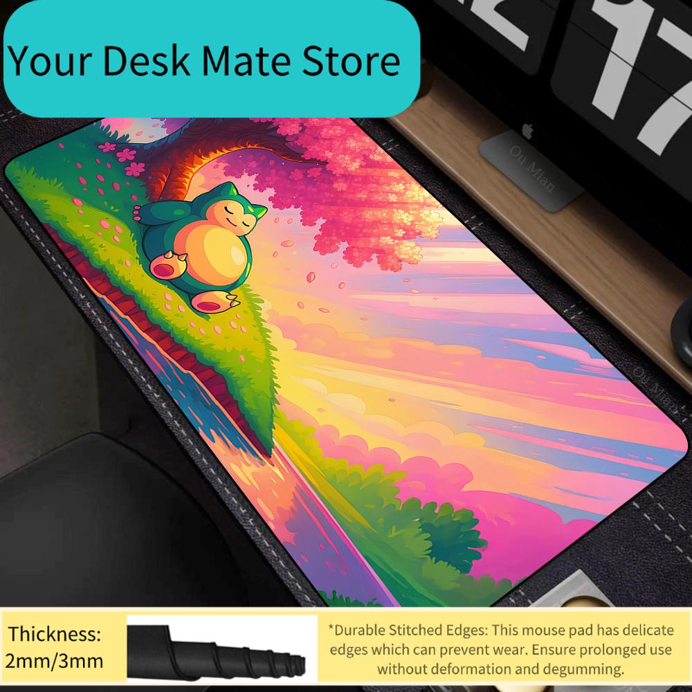 Pokemon Snorlax Cherry Blossom Anime Large Desk Pad NonSlip AntiDirt Extended Gaming Mouse Pad