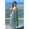 French sweet 2026 print summer splicing new seaside suspender holiday temperament irregular dress skirt