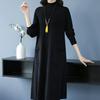 Solid Color Half Turtleneck Mid-length Knitted Dress for Women Long-sleeved Pullover Warm Winter Women's Sweater Dress
