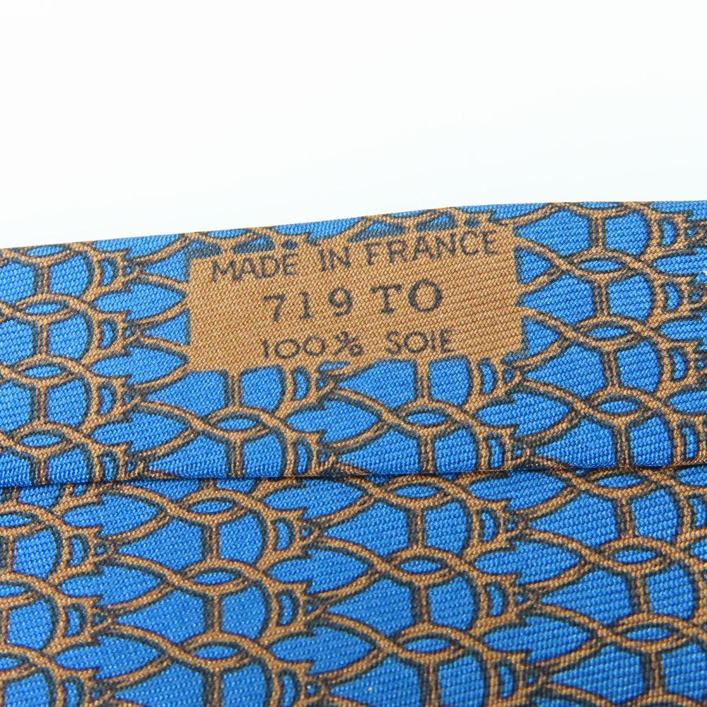Used HERMES Tie Toyota Limited Edition Silk Blue Brown Suit