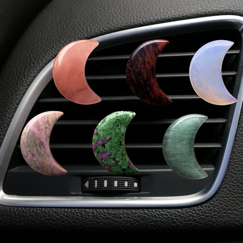 Crystal Moon Car Air Freshener Perfume Clip Women Pink Moon Interior Decoration Auto Air Conditioner Outlet Fragrance Diffuser