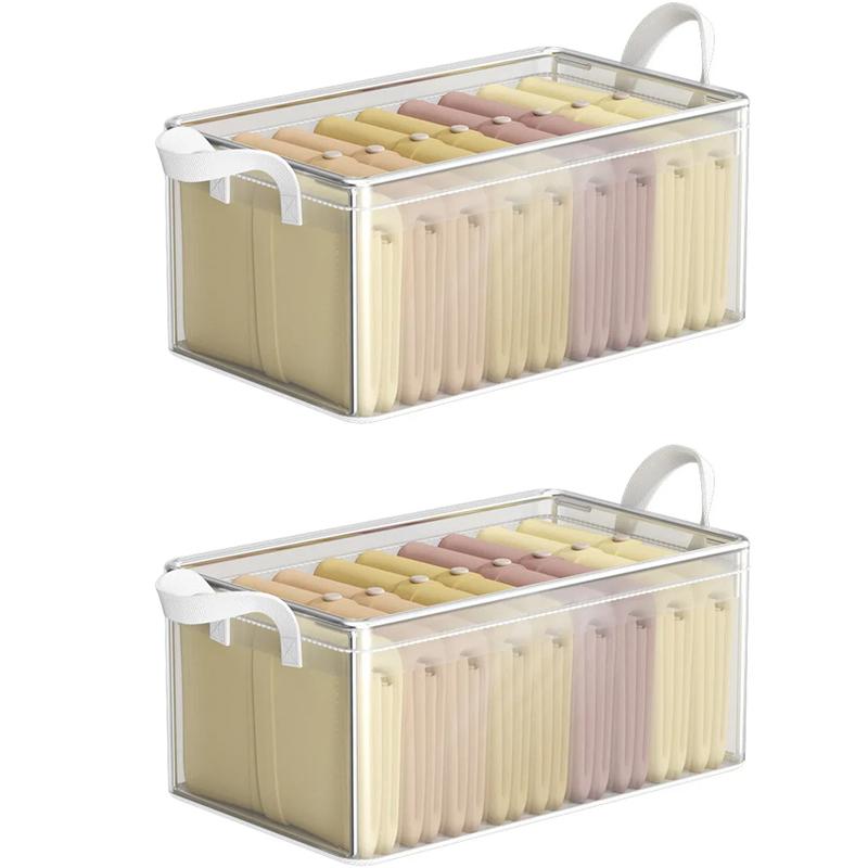 PVC Transparent Storage Basket for Clothes Underwear Storage Box Stainless Steel Frame Wardrobe Organizer Waterproof Cloth Box