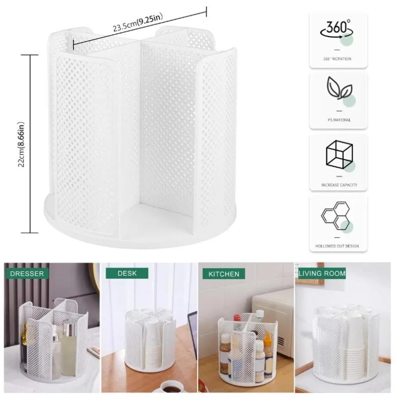 Rotatable Plastic Cup Storage Organizer 360 Degree Dispenser 4 Compartment Cups And Lids Holder Detachable Desktop Coffee Cup Dispenser