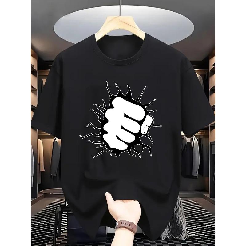 European Size 1pc Men'S Summer Casual Crew Neck T-Shirt, Knit Fabric with Slight Stretch, Regular Fit Short Sleeve Tee with Fashion Print Design