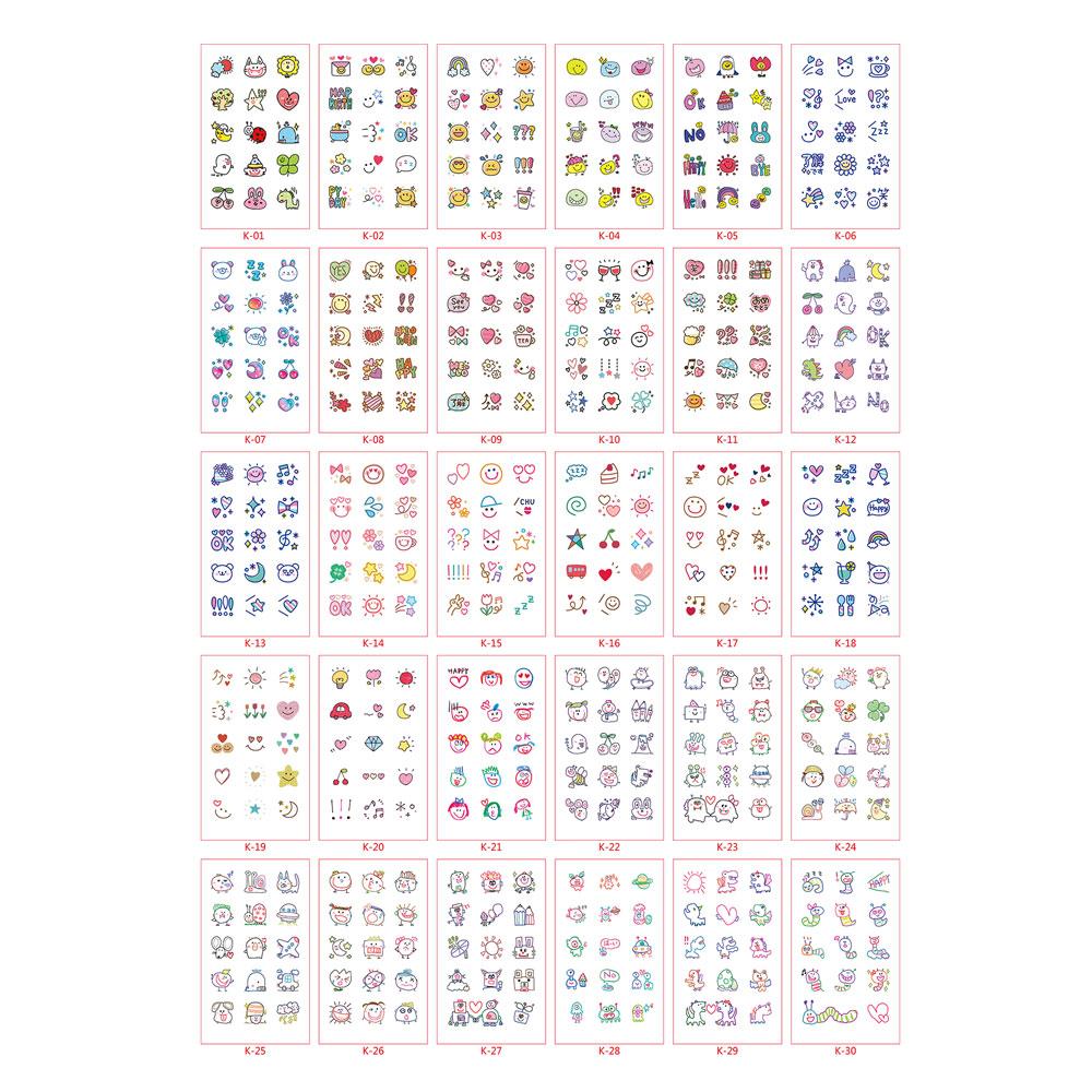 

30 листов милых мультяшных временных татуировок для рук, водонепроницаемые наклейки для татуировок для детей, радужные фрукты, луна, поддельные татуировки на пальцах