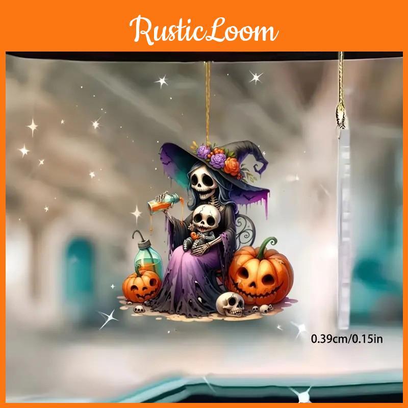 Skull Themed Halloween Pumpkin Pattern Acrylic Pendant For Decoration Holiday