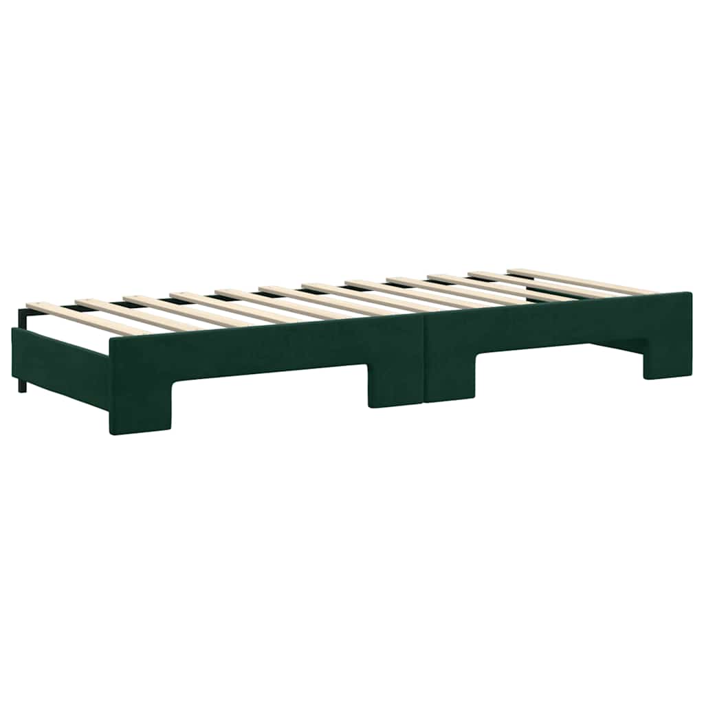 Extendable Daybed with Mattresses Dark Green 80x200 Cm Velvet