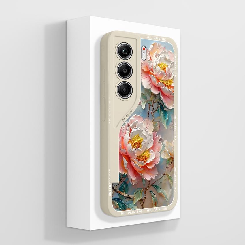 Coques For Tecno Camon 40 Pro 5G Cover Cases Fashion Graceful Flowers Patterns Smooth Liquid Silicone Anti Fall Protective Shell