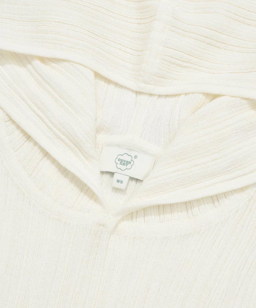 COVERNAT WOMAN Sheer Hoodie Knit Ivory
