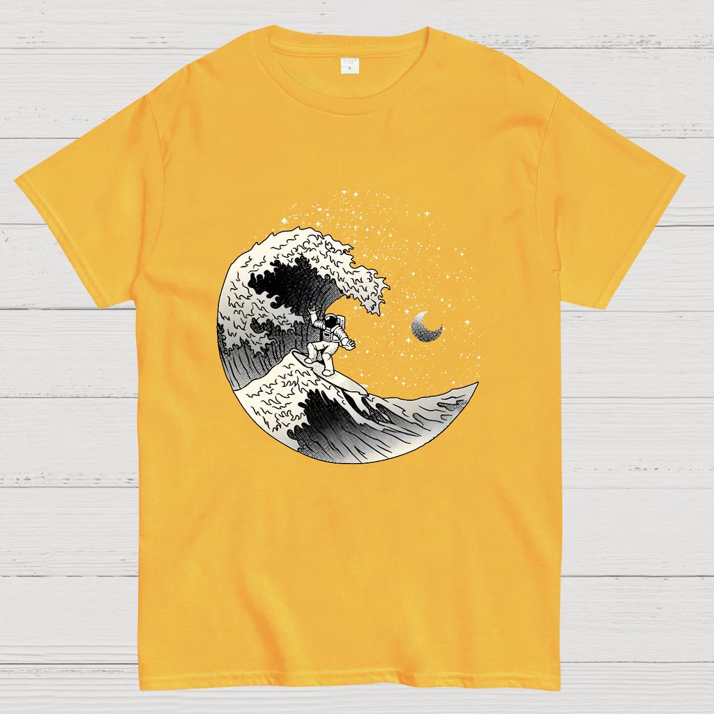 Astronaut Surfing Kanagawa Wave by Tobe Fonseca Cotton Summer Casual Cool Loose T-Shirt