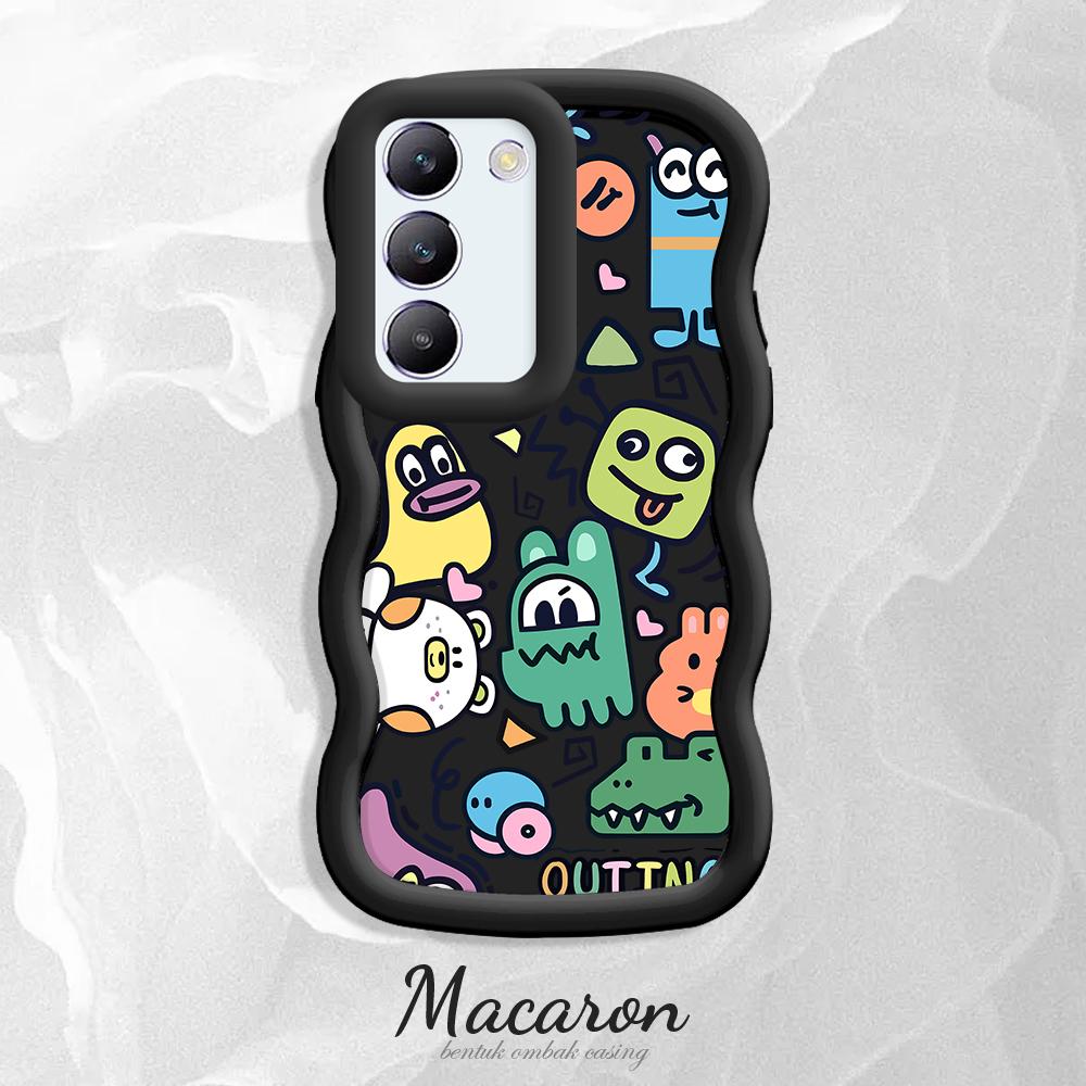 

Окрашенный узор Big Wave Edge Мягкий силиконовый материал Macaron чехол для телефона противоударный защитный резиновый чехол для OnePlus Vivo Motorola Moto Motorola Moto G35 чёрный