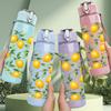 1PC Fresh Yellow Lemon Fruit Pattern Print 750ml Color Plastic Sports Water Bottle Leakproof Flip Straw Lid Suitable for Sports Office Home Use