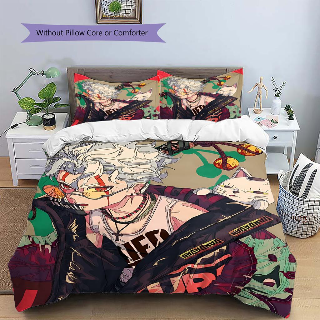 Set Copripiumino Trapuntato con Motivo Anime Federe Decorazione Casa Regalo di Compleanno (1 * copripiumino + 2 * federa, senza nucleo)