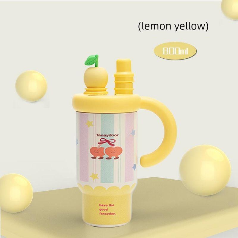 

Japanese High-Quality, Stylish Large-Capacity Car-Mounted Water Cup for Girls, Stainless Steel Insulated Cup with Straw 800 ml Zhiqiu 800Ml-Lemon Yellow