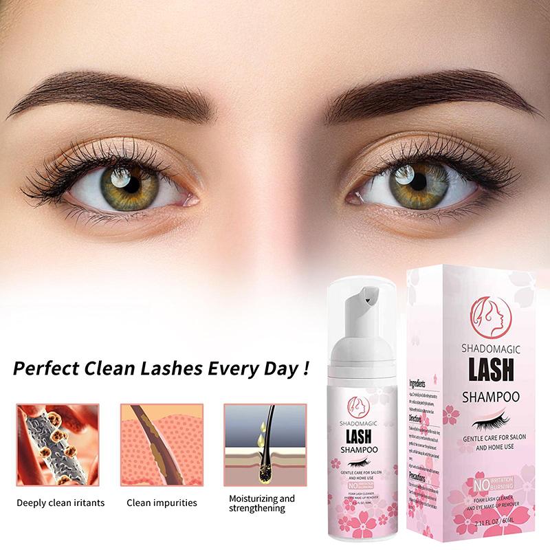 60ML Eyelash Shampoo Lash Cleaner Fast Cleaning Mascara Wand Foam Effective Deep Clean For Lash Extension Care