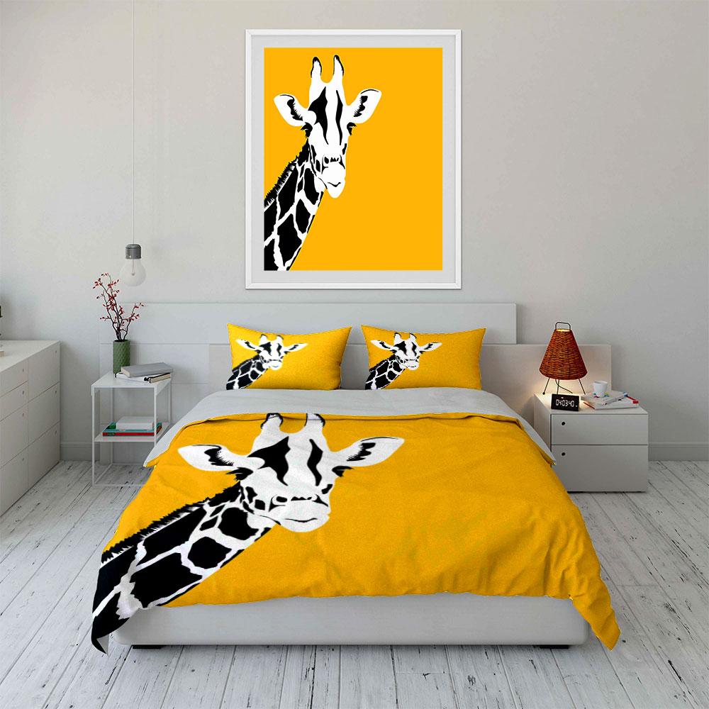 Colorful Giraffe Art Set Decor Soft Skin-Friendly Bedding Set Includes 1 Duvet Cover And 2 Pillowcase Gift