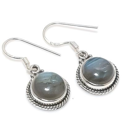 Natural Labradorite Gemstone 925 Solid Sterling Silver Gift Earring 1.25" N4Z14