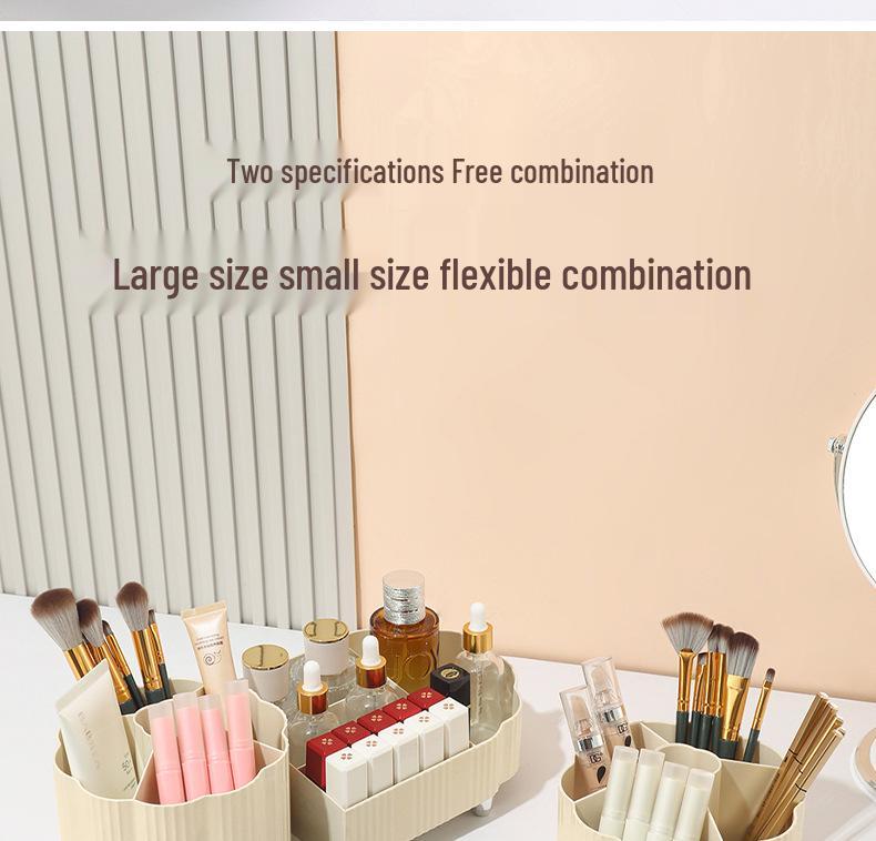 Rotating Cosmetic Organizer: Large Capacity Desk Storage & Lipstick Holder with Brush Compartments.
