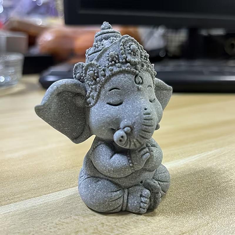 1Pc Elephant Statue With Hands Clasped In Prayer Position, A Guardian Elephant Statue, For Home Decoration.