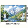 1 2D Flat Natural Landscape Polyester Background Fabric - Waterfall Mountain Views and Snow-capped Peaks, Perfect for Parties