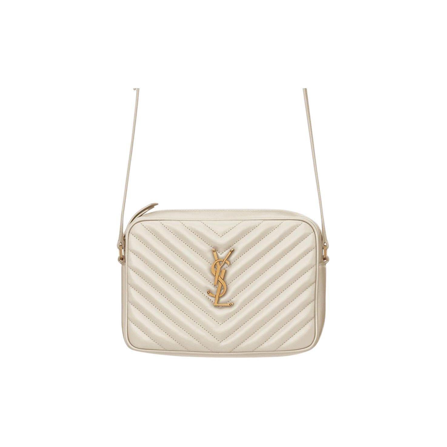 

Saint Laurent Ysl Lou Iconic Metal Logo Quilted Leather Camera Bag Women Shoulder Bag Soft-Cream 761554-DV707-9207 Basic Set (Bag+Dust Bag)