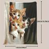 cute pattern of three little cats Flannel printed blanket suitable for all seasons suitable for living room office sofa travel