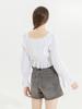 French Pleated Lantern Long Sleeve Shirt Women New Vintage White Square Collar Blouse Tops Female Korean Fashion Desidn Casual Clothing 2024