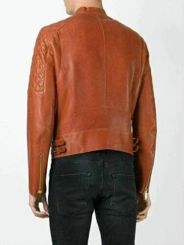 Motorcycle Jacket For Men Genuine Lambskin Leather Jacket TAN Slim Fit Biker