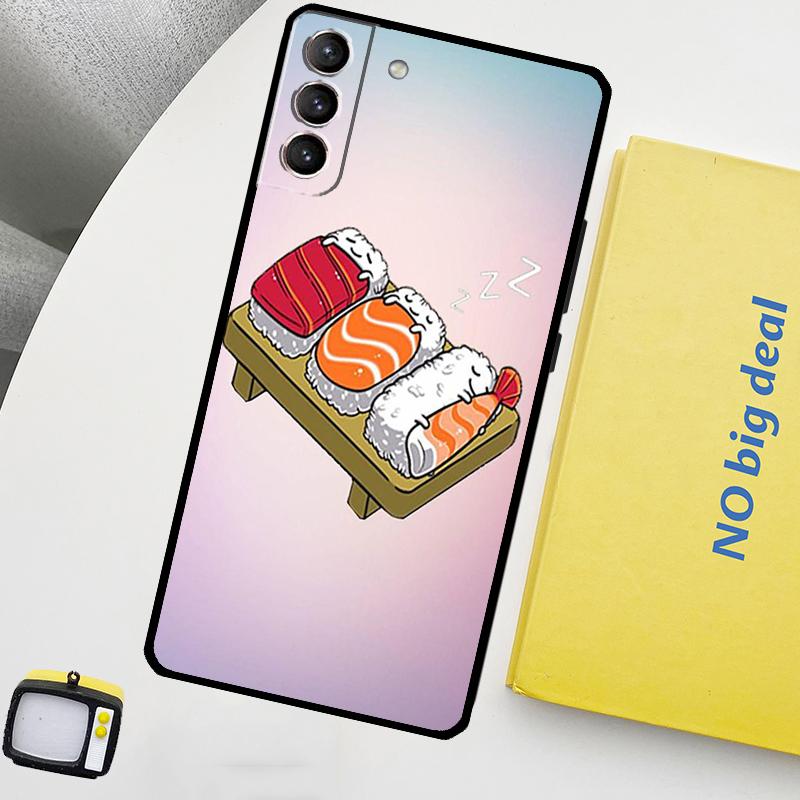 Kawaii Sushi Crowd Phone Case For Samsung Galaxy S25 Ultra S20 S21 S22 S23 Plus S24 Ultra S9 S10 S25 FE Cover