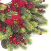 4pcs Artificial Christmas Pine Branches with Red Berries, Artificial Evergreen Branches, Classic Poinsettia Design, Perfect for Halloween, Christmas