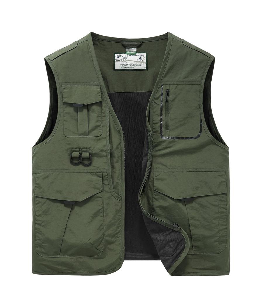 Functional Vest for Men Loose Fit Large Size Thin Workwear Multi Pocket Photography Fishing Outdoor Vest Jacket for Me
