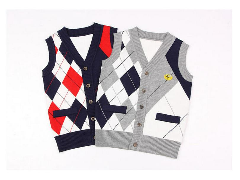 Premium Boys' College-Style Knit Sweater Vest: Sleeveless Cardigan for Warmth