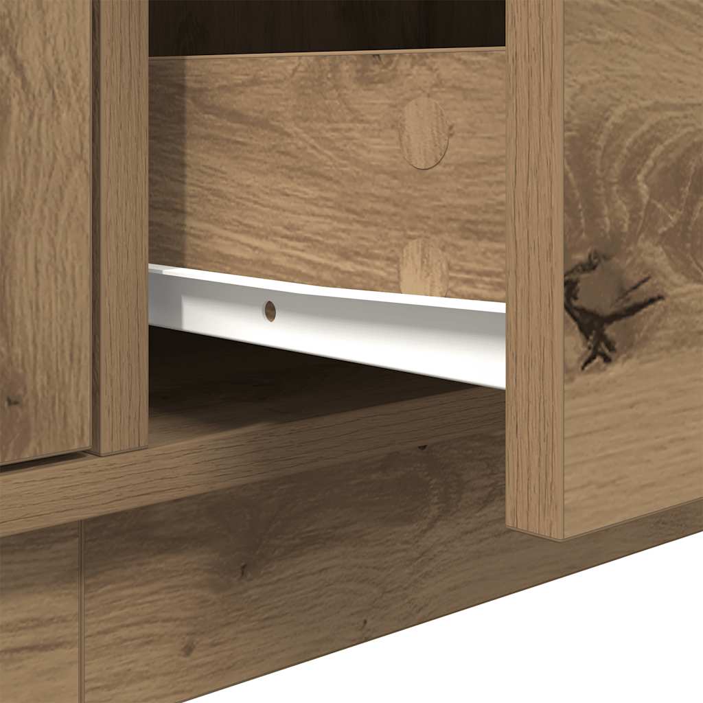 TV Stand with LED Lights Artisan Oak 160.5x41x50 Cm