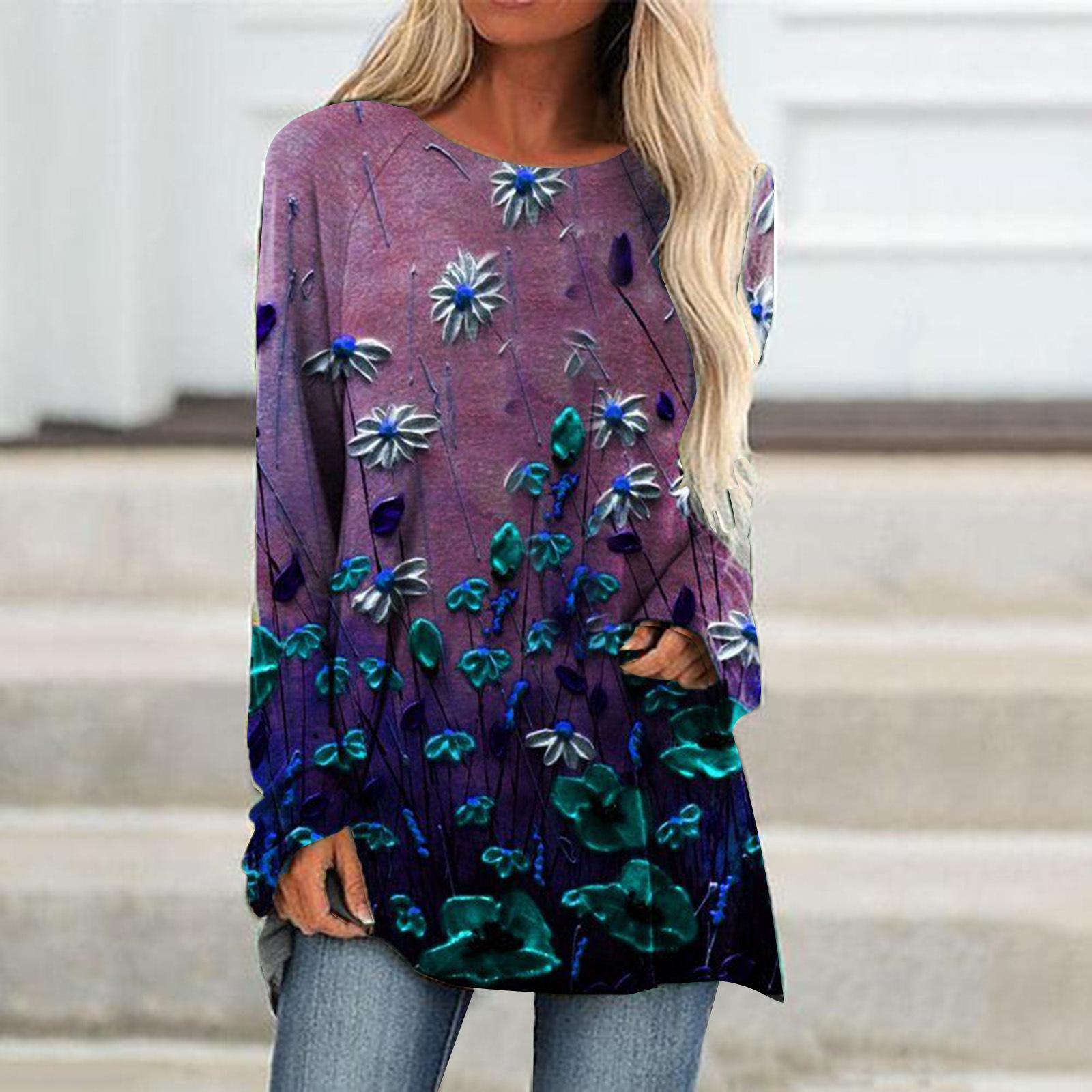 

Топ с длинным рукавом на осень и зиму, модная трендовая женская футболка свободного кроя с 3D-принтом бабочки S