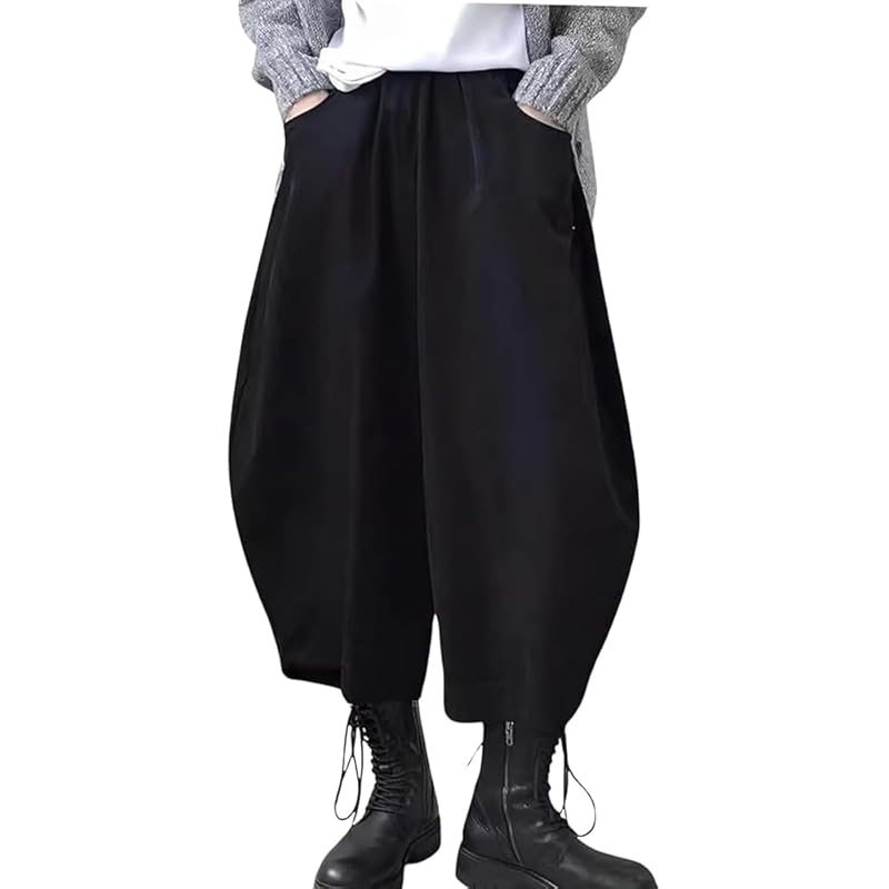 

[Signifie] ladies balloon pants sarouel pants wide pants waist elastic gaucho pants Relaxing 9/4 length pocket spring summer autumn winter black L