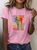 Pride Rainbow Fist Women T Shirt Summer Fashion Short Sleeved T-shirt Printed O-neck Casual T-shirt Women's Clothing
