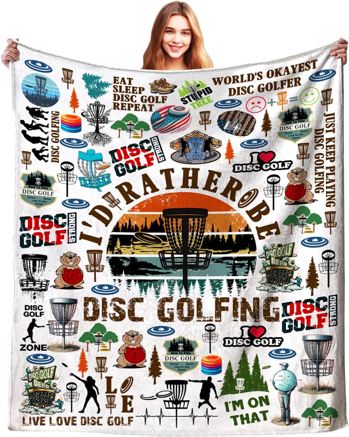 Sport Disc Golf Blanket Gifts for Boys Girls Funny Stuff Disc Golf Throw and Blankets for Women Men Kids Sport Lovers Bed Sofa B 75cmx90cm