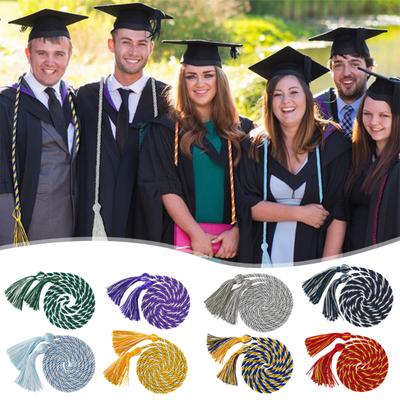 Graduation Honour Rope Hanger Thick Twisted Rope with Tassel 1.7m Length Color-Blocking