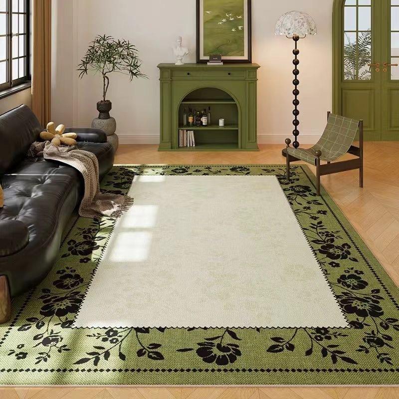 Grüner Klassischer Romantischer Geometrischer Teppich Kristall-Samt Bereichsteppich für Wohnzimmer Sofa Couchtisch Heimdeko