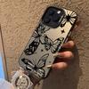 Black butterfly is suitable for Apple 16promax mobile phone case iPhone15 color silver 13 anti-drop 14 high-quality laser.