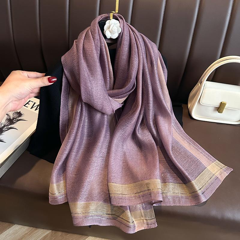 Long Silk Wool Scarf Shawls And Wraps For Women Solid Foulard Pashmina Poncho Female Summer Sunscreen Scarves Hijab Bandana
