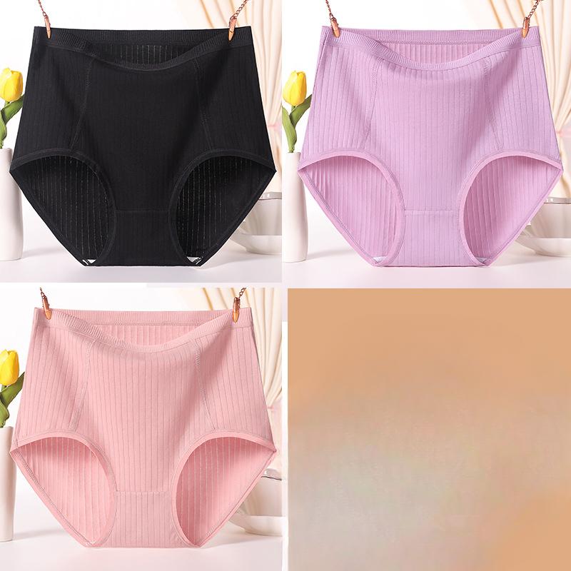 Plus Size Women's Red Middle Aged Mom Cotton High Waisted Panties