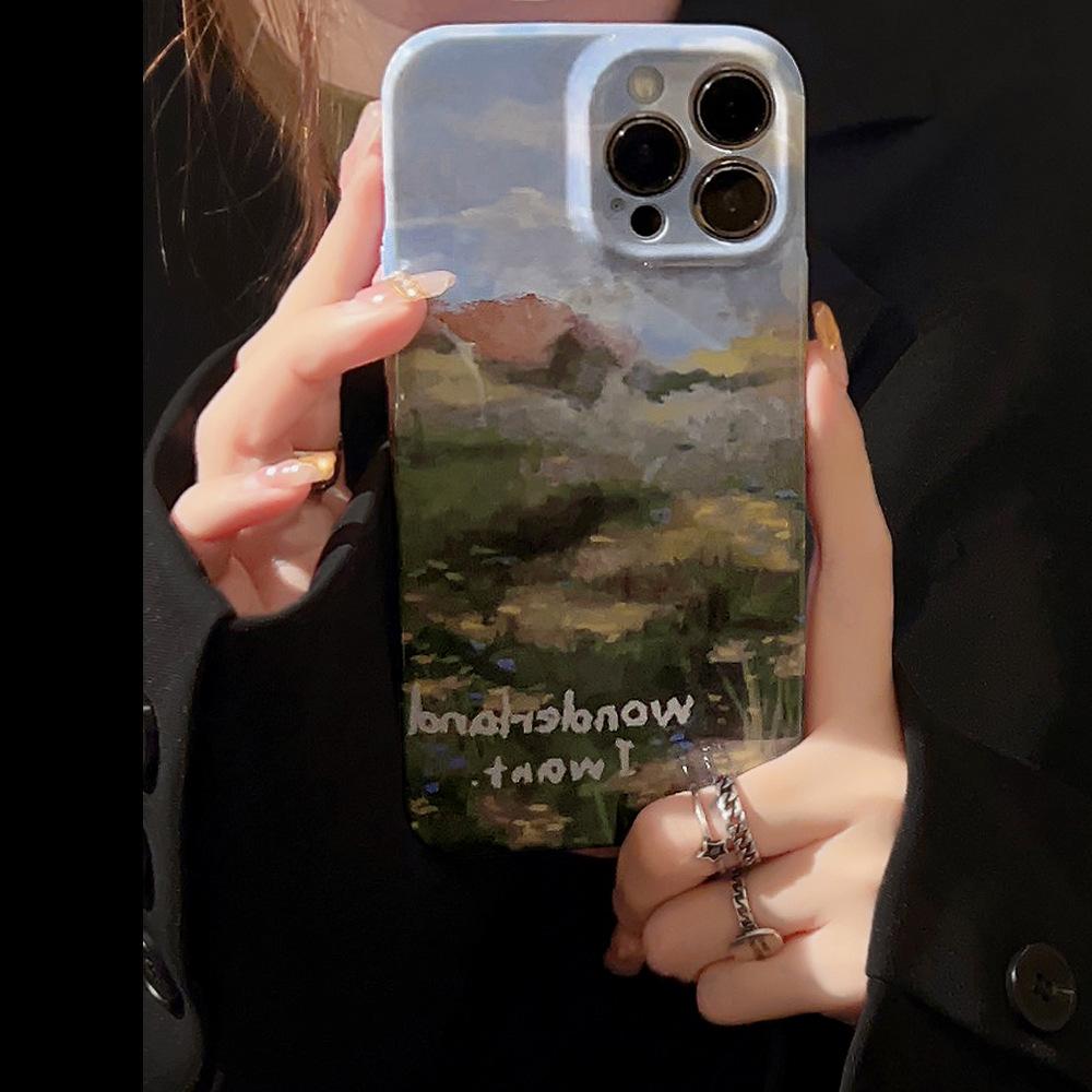 Oil Painting Garden 13 Suitable for Iphone14 Apple Phone Case 11 Premium 12 Philin Shell 15 Promax Niche 16