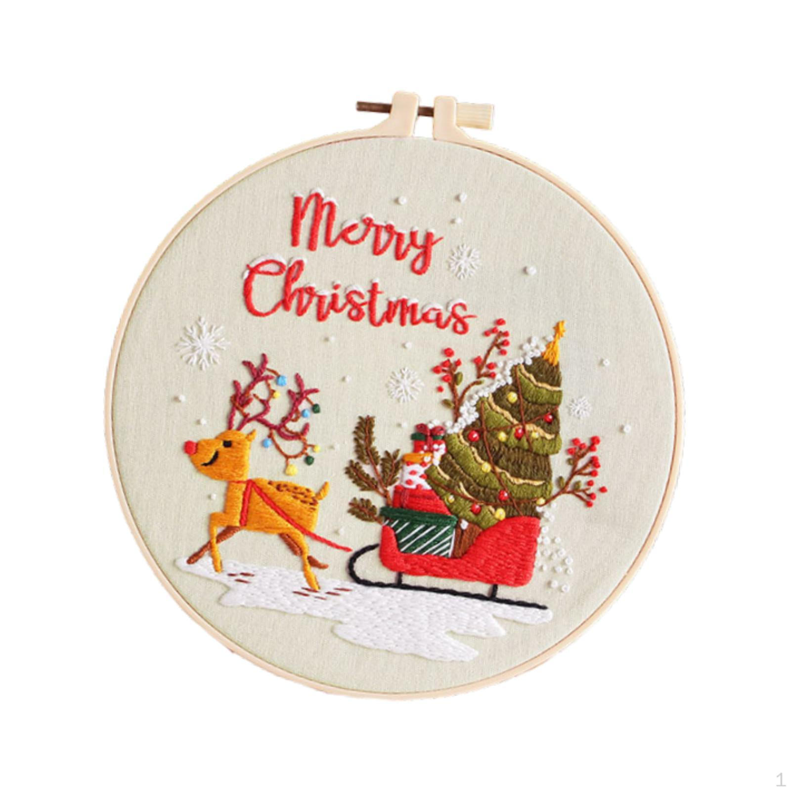 

Рождественский набор для вышивания, набор для рукоделия, материал, наборы для вышивания крестом для начинающих Santa Claus and Elk