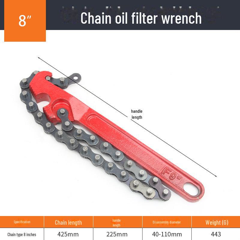 Univerzální nastavitelný klíč na řetěz olejového filtru